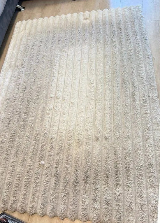 Cream area rug before cleaning